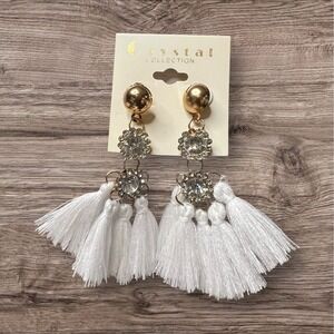 Crystal Collection Dangle Earrings Rhinestone Tassel Statement Earrings